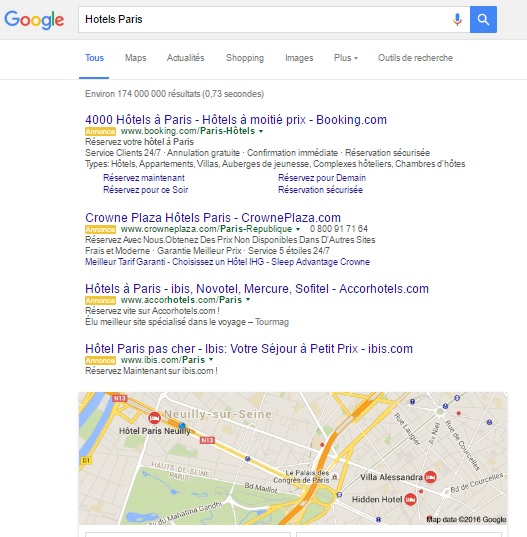 4 premiers liens publicitaires Ad Words Google Etude